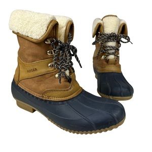 Tommy Hilfiger Faux Fur Sherpa Lined Fold Over Faux Leather Fall Winter Boots 10